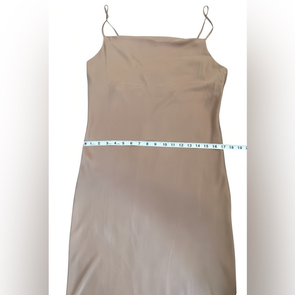 Banana Republic Satin Slip Dress S Tan Cowl Neck Midi Adjustable Straps NWT - Picture 10 of 10